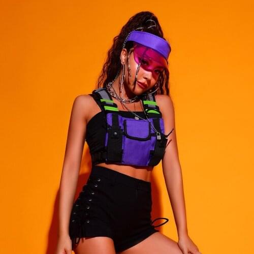 Pocket Chest Bag Trendy Hip-Hop Jazz Dance Costume Accessories All-Match Stage Costume Reflective Backpack DL6545