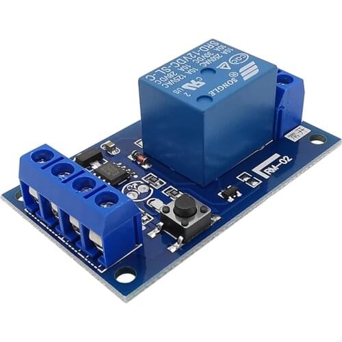 1Pcs 5V/12V /24V Single Button Bistable Relay Module One Key Start-Stop Self Locking Car Modification Switch Size 53mm x 32mm