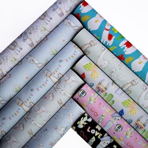 Snythetic Leather Sheets Printed Faux Leather Fabric for DIY Hair Bow Material LL19239