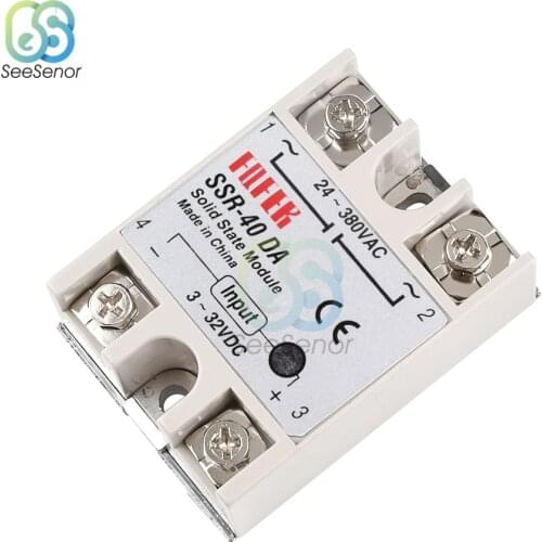SSR-10DA/25DA/40DA 10A 25A 40A DC Control AC SSR Single Phase Solid State Relay 3-32V DC to 24-380V 10DA 25DA 40DA