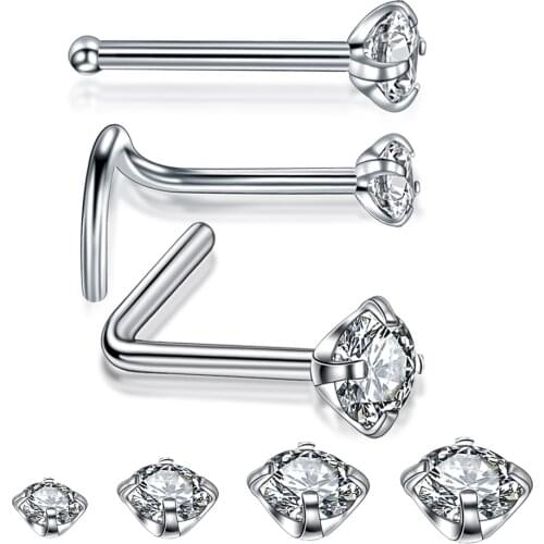 1PC 20G Steel Nose Rings Piercing Nariz Crystal Nose Studs Piercing Nez Nose Ring Earrings Nose Piercings Sexy Body Jewelry