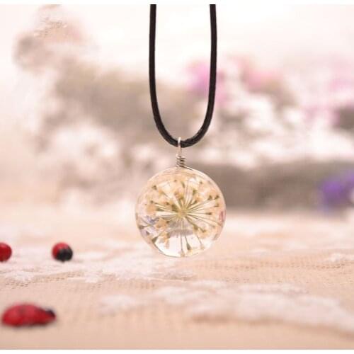 Glass Necklace Retro Flower Luxury Handmade Ball Jewelry for Women Crystal Chains Gothic Boho Fashion Lover Gift Retro Colour