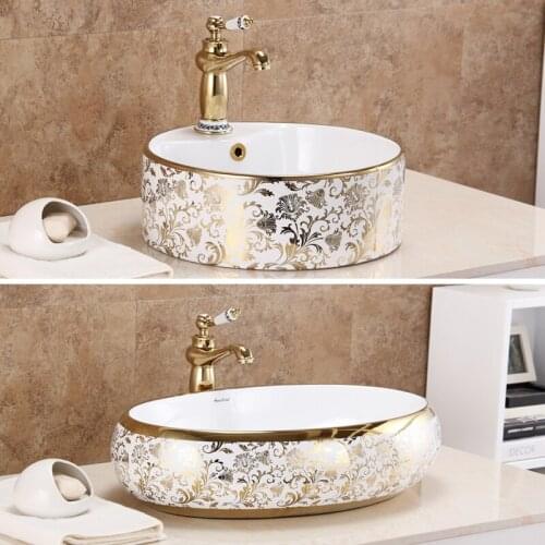 Style Nordic Toilet Golden Bathroom Sinks Upper Basin Household Wash Basin Ceramic Gold Basin Hotel Wash Basin