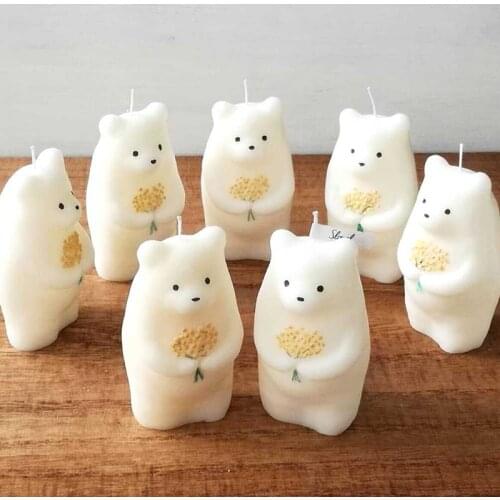 1pc Cute Bear Wax Fragrance Candle Creative Essential Oil Scented Candles Home Geometric Decoration Soy Wax Fragrance Candle