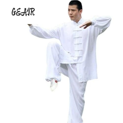 Tai Chi Uniform Clothing Men Women Sets Cotton Silk Practice Clothing Chinese Style Kongfu Taoist Clothing Two Piece Set Summer