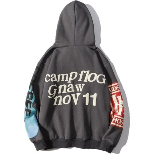 Graffiti Letter Print Plus Velvet Sweatshirt Men Harajuku Fleece Hoodie Hip Hop Stranger Things Hooded Hoodies