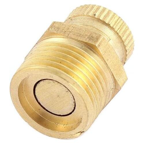 Air Compressor 16mm 3/8BSP Male Thread Metal Water Drain Valve Gold Tone