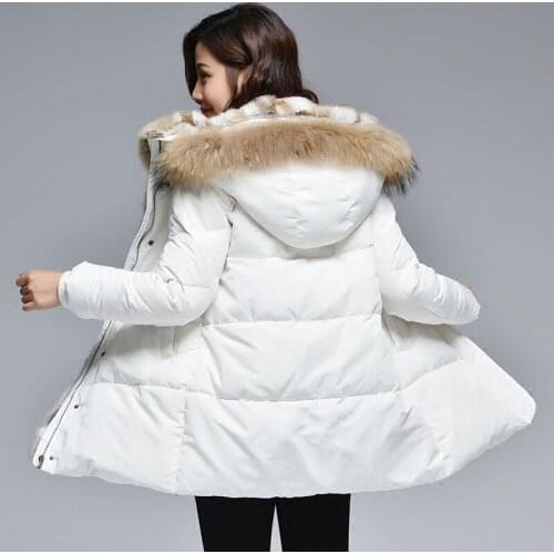 Winter Wadded Jacket Women Natural Rabbit Fur Liner 2020 New Thick Raccoon Fur Collar Overcoat Abrigos Mujer Tops LX1285