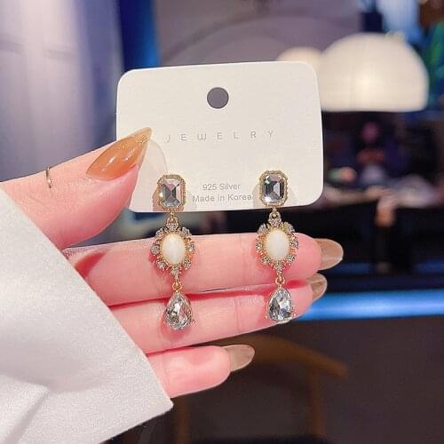 Simple Cubic Zircon Water Earrings Women New Crystal Statement Earrings