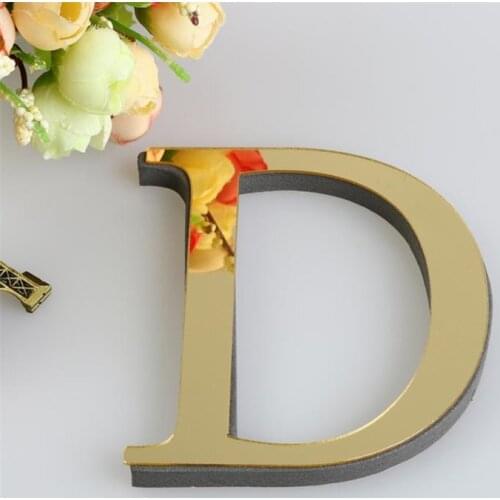 Gold 3D Mirror Acrylic Wall Sticker Letter Mini 26 Letters DIY Decal Wedding Party Home Decor Wall Art Mural Art Hot Sale A-Z