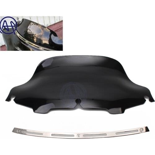 1set Motorcycle Chrome Slotted Stock Batwing Trim + 8" Black Wave Windshield Fits For Harley Touring Electra Glide 1996-2013