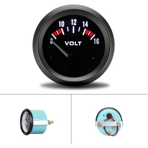 2inch LED Electrical Car Voltmeter Gauge VOLTS Car Gauge 52mm VOLT Meter 12V Auto Instrument Voltage Meters 8~16V Black Bezel