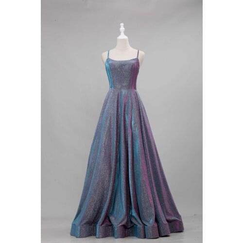 HOT Glitter blue grey fabric Evening Dress 2021 Beadings square collar elegant luckgirls Customizable prom Dress mocini tailor