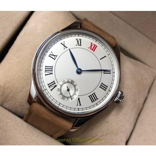 44mm GEERVO Asian 6498 17 jewels Mechanical Hand Wind movement mens watch Roman Mechanical watches gr219-8