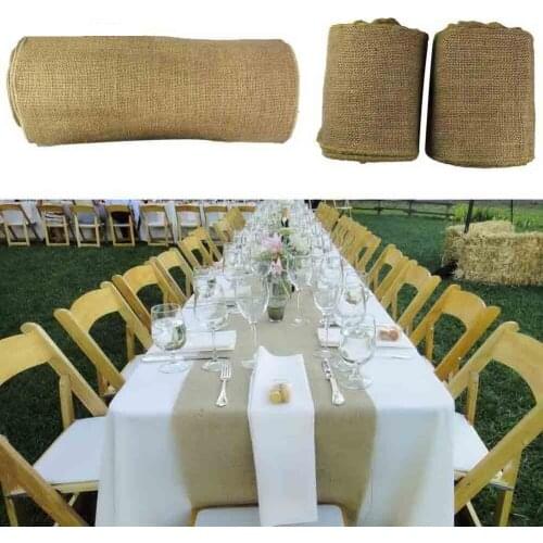 5pcs 10M*33CM Vintage Hessian Jute Burlap Roll for Wedding Party Table Runner Banquet Home Decoration