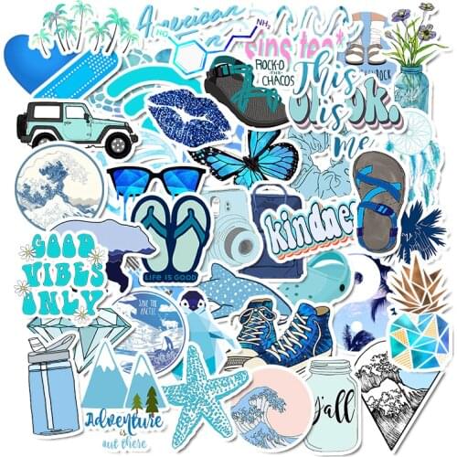 50Pcs Blue Cartoon Animal Graffiti Computer Stickers Waterproof Luggage Fridge Decals For MacBook/HP Laptop Sticker