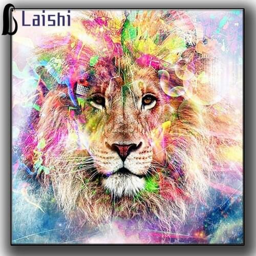 5D Diamond Painting animal Full round Square Drill Colorful Lion Diy Animal Diamond Embroidery Sale Pictures of Rhinestones