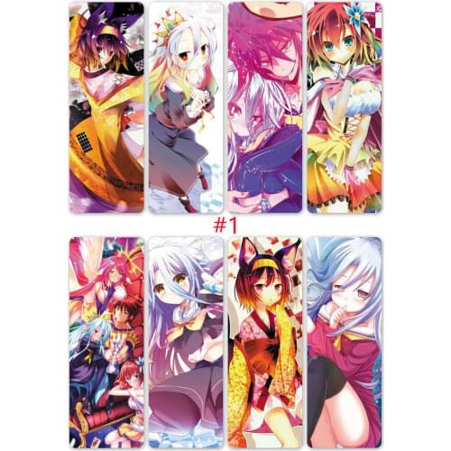 8pcs/set Anime NO GAME NO LIFE PVC Bookmarks Cards Digital Printing