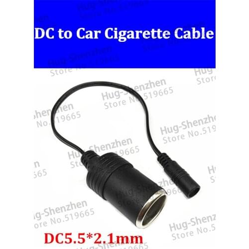 20pcs/lot Car Cigarette Lighter Female Socket connector adapter to DC 5.5mm x 2.1mm female plug cable