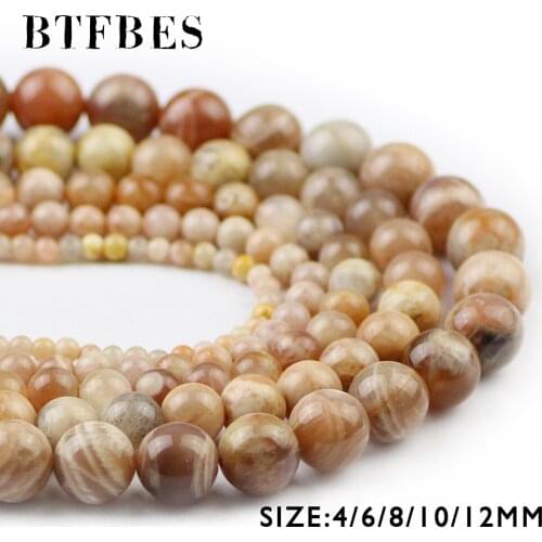 BTFBES Sun stone Natural Stone Hight Quailty Beads Pretty Round ball 4 6 8 10 12mm Loose Beads for Jewelry Bracelet Making DIY