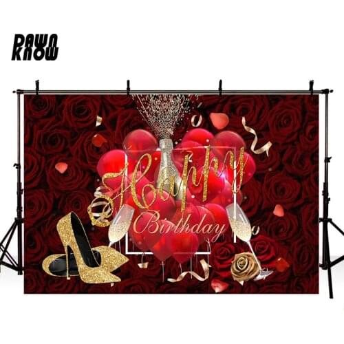 DAWNKNOW Red Balloon Photography Background Celebrate Adult Birthday Party Photocall Backdrop Photo Shoot Customize G1048