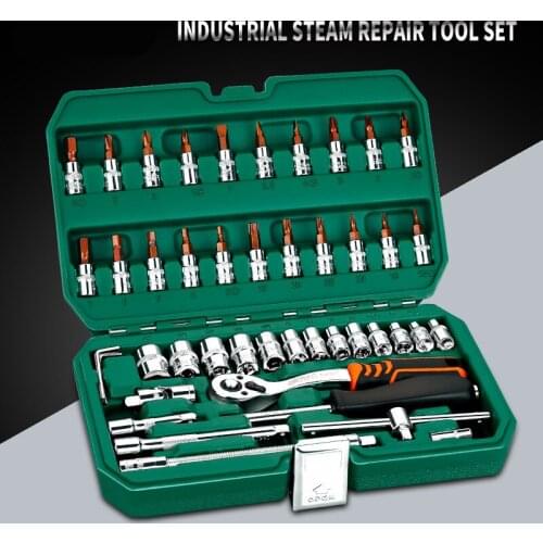Car Repair Tools Hot Professional 46-53pcs Spanner Socket Set 1/4" Screwdriver Ratchet Wrench Set Kit Combination Hand Tool Set