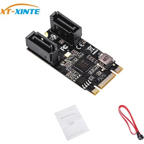 Free Driver Adapter Card for M.2 PCI Express to Sata3 B-Key + M-Key to 2 Ports SATA 6Gbp/s PCIe 3.0 Bus 22*41mm Size Black Board