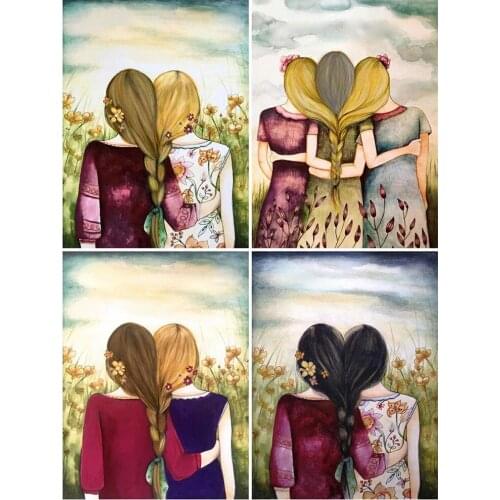 5D DIY Diamond Painting Portrait Girl Confidante Sisters Diamond Embroidery Decor Cross Stitch Kits Handicraft Needlework Art