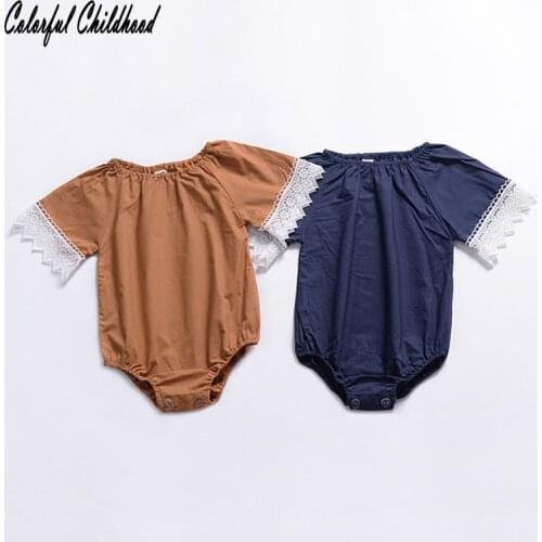Vintage short sleeve lace romper infant kids overalls children pajamas toddler baby onesies children outfits 0-18m