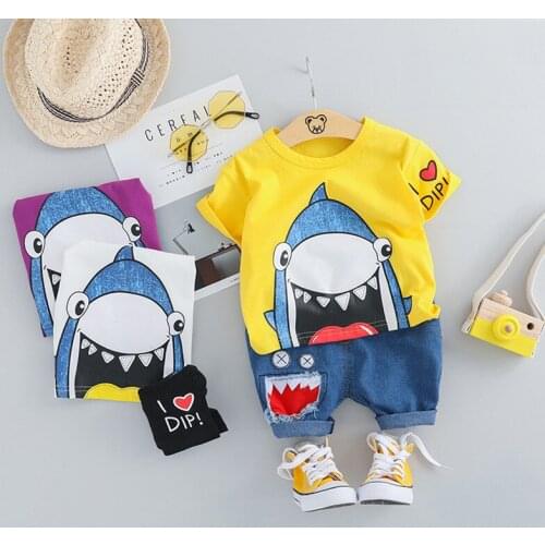 Cartoon Baby Boy Clothes Set Toddler Girl Shorts Sleeve Tops+Pants 2Pcs Childrens Clothes Suit Summer Casual Kids Sport Outfits