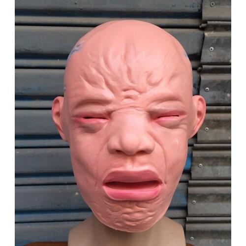 2021 New Full Head Ghost Doll Mask Head Set Halloween Bar Secret Room Ghost House Crying Mask Realistic Crying Baby Mask