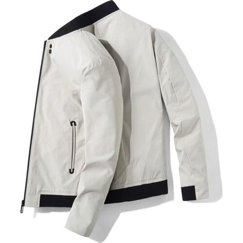 Men jacket Autumn New Mens Casual Youth Large Size Thin ClothesLong Sleeve factory direct Zipper Stand Collar Slim coat