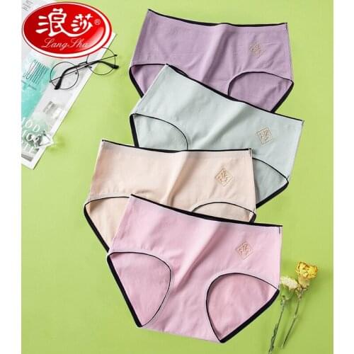 LANGSHA 4Pcs/set Women Panties Soft Cotton Sexy Intimates Fashion Female Breathable Underwear Seamless Low Waist Girls Briefs