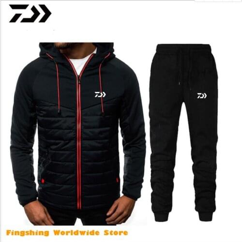Men Fishing Tracksuit Winter Clothes 2 Pcs Set Hoodies and Pants Set Man DAIWA Warm Fishing Clothing And Pants DAWA Fishing Coat