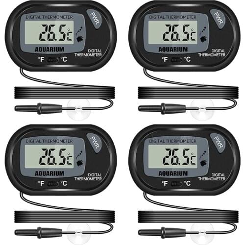 MLGB Pack of 4 Aquarium Thermometer LCD Digital Display with Suction Cup and Probe for Reptiles Incubator Aquarium Greenhouse