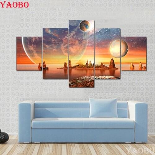 5 pcs diy Diamond Painting Universe Planet Landscape Diamond Embroidery cross stitch Diamond Picture Of Rhinestones Decoration