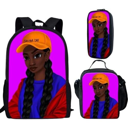 2021 New African Girl Cute Backpack Student Pen Bag Meal Bag Three-piece School Backpack Mochila Fashion Feminina Notebook Bag