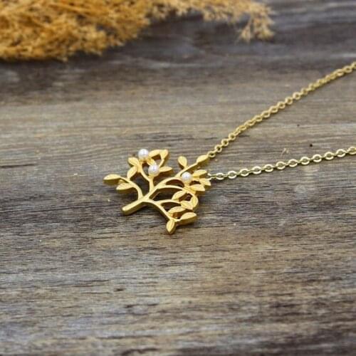 New hot gold small tree pearl fashion necklace collar