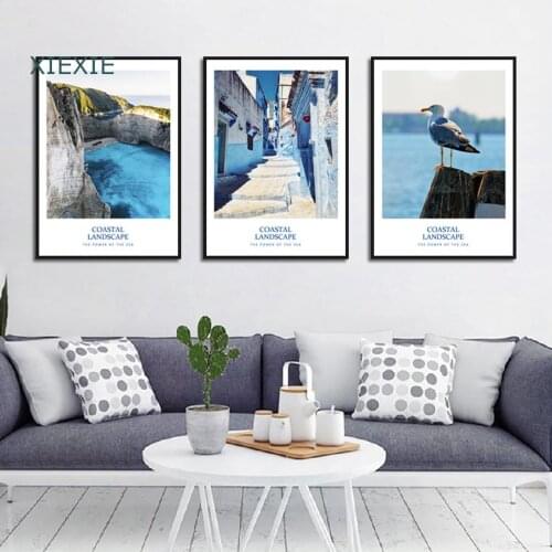 Nordic Mediterranean Style Landscape Blue Sea View Study Room Living Room Bedroom Canvas Painting Print Posters