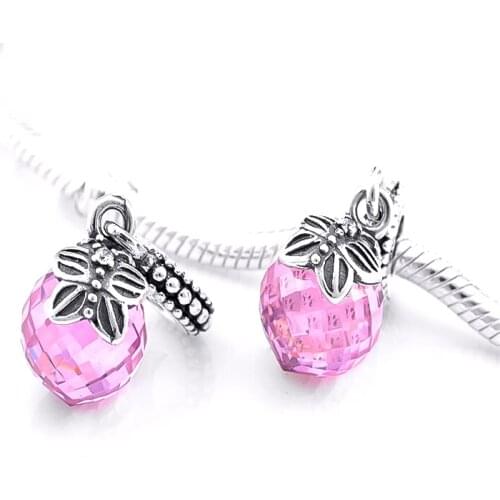 Fits For Pandora Bracelets Pink Morning Butterfly Charms 100% 925 Sterling Silver Beads Free Shipping