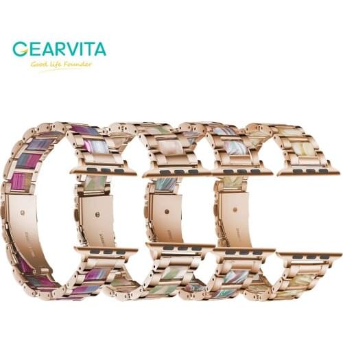 Resin Steel strap For Apple Watch 42mm band iWatch Series 40mm Wrist watch Accessories 38mm bracelet 44MM Replacement Watchband