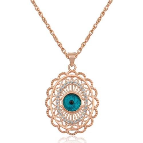 Silverlina Silver Oval Evil Eye Women Necklace