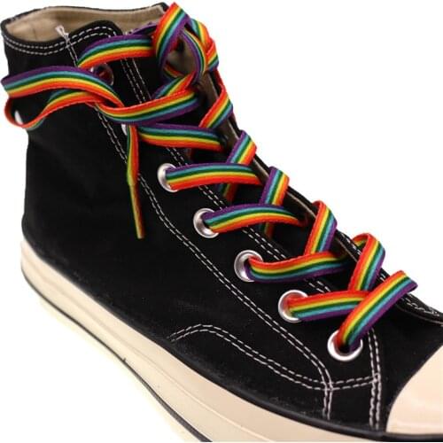 10 Pairs Gradient Rainbow Shoelaces Flat Colorful Shoestrings for High Top Canvas Shoes Printing Shoelaces Accesories Popular