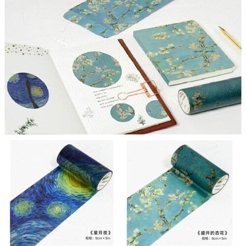 9cm 5m 1 pcs famous oil painting style washi tape Adhesive DIY Scrapbook Masking gift decor