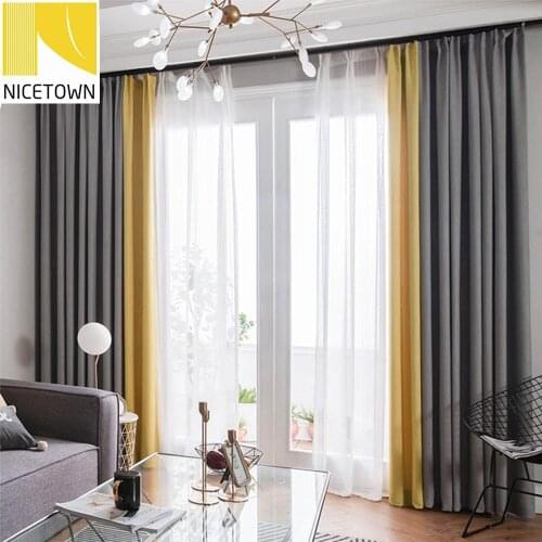 2 Panel Two-color Contrast Creativity Blackout Curtains for Living Room Kitchen Blackout Stitching Curtains for Home Decor