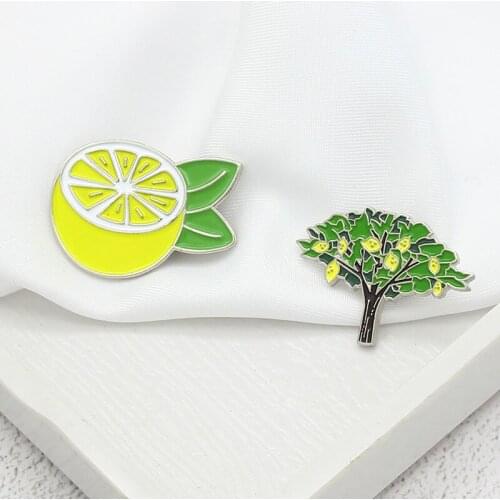 Creative Plant Brooch Cute Sour Lemon Enamel Jewelry Cute Summer Style Badge Lapel Pins Button Pin New Party Accessory Trinket