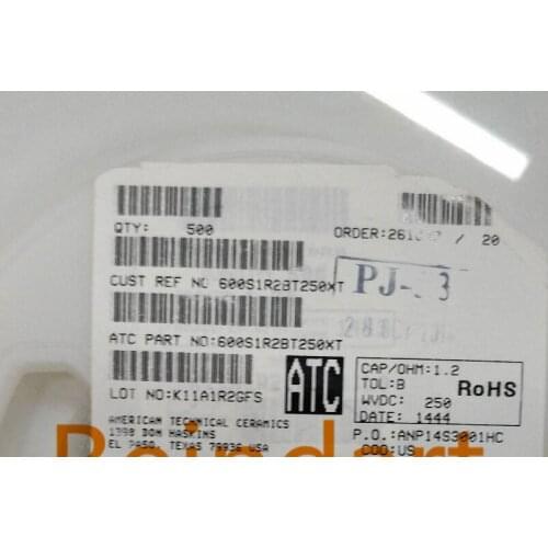600S1R2BT250XT Chip high frequency capacitor ATC 0603 1608 1.2PF 250V