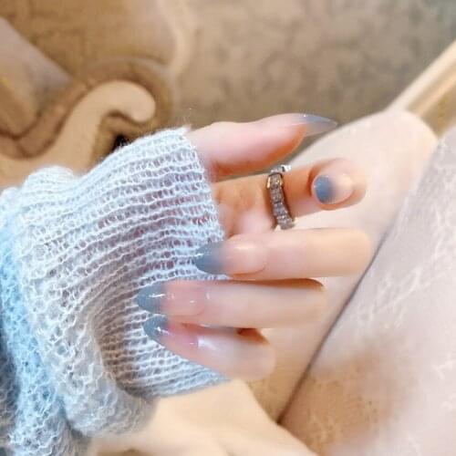 High Quality Fashion Charm Gradient Blue Fake Nail Stickers Detachable Nail Patch Artificial Fake Nail Tool Supplies