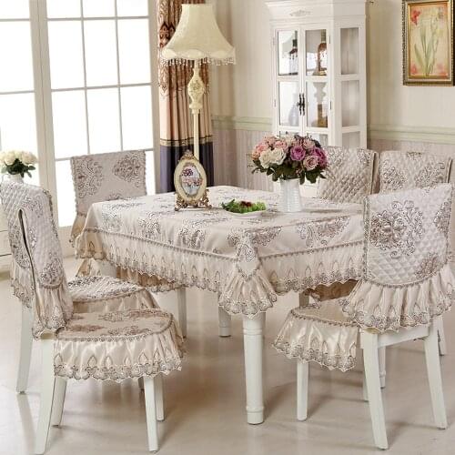 High grade luxurious Jacquard table cloth chair cover gray\purple lace table cover Embroidered dining chair cushion backrest
