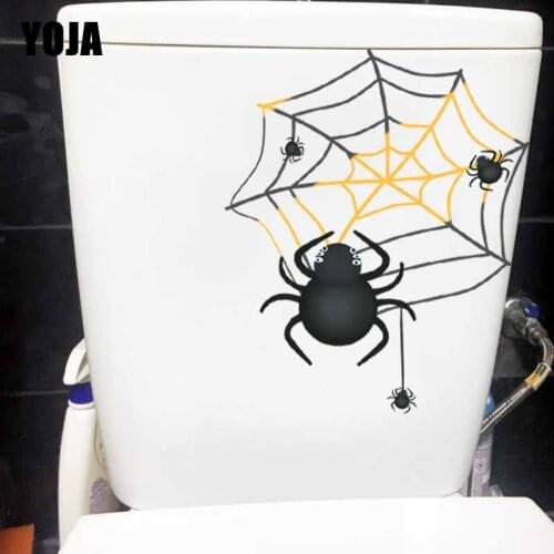 YOJA 18.3X22.2CM Modern Art Home Decor Toilet Wall Sticker Decal Terrible Spider Silk Spider Web T5-1128